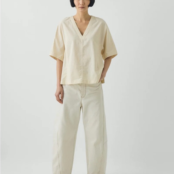 Toast Tops - Toast Textured Cotton Poplin V-Neck Top XL